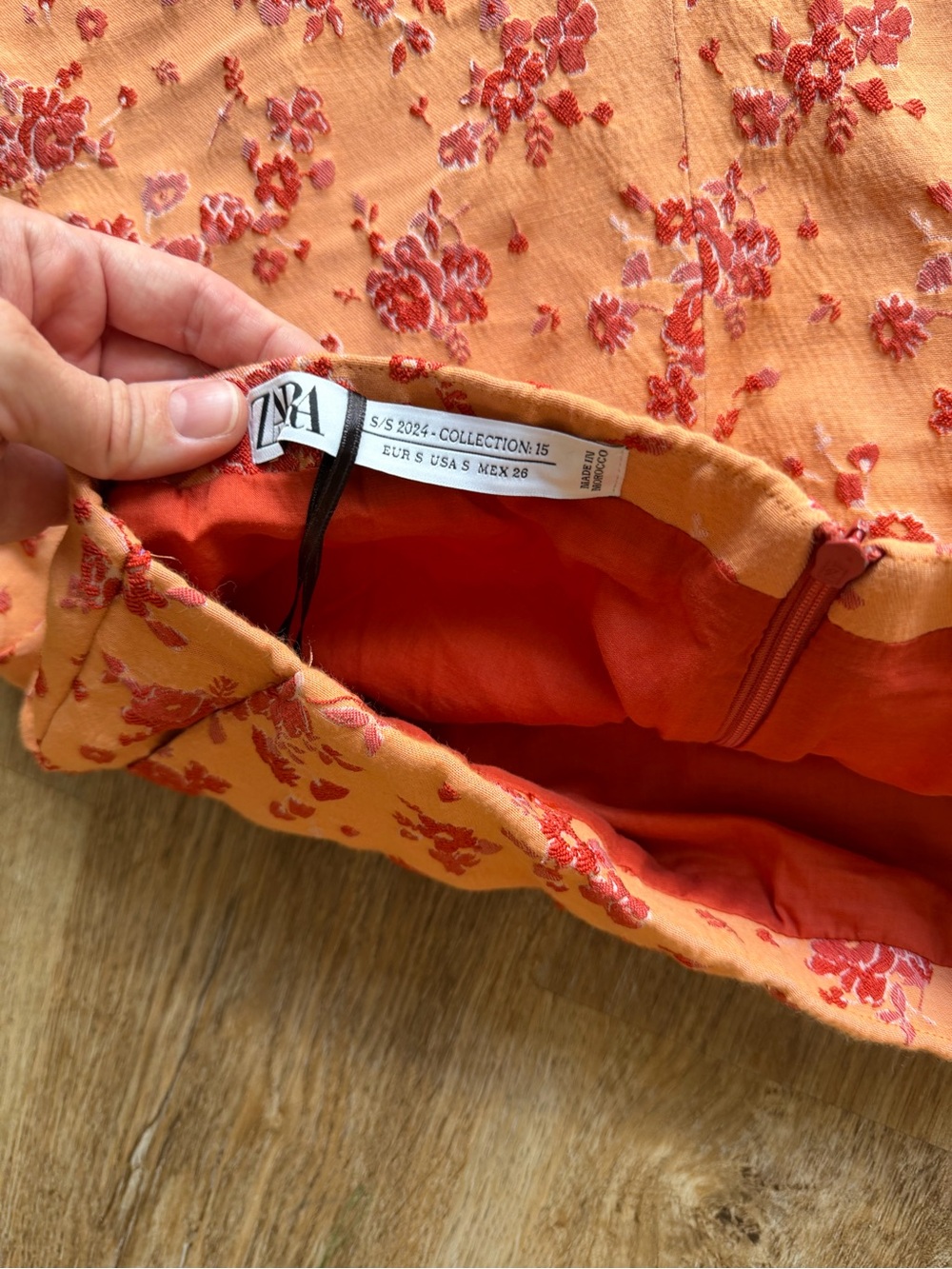 Zara Pink Floral Midi Skirt with Magenta Sequin Band - Picture 6 of 8